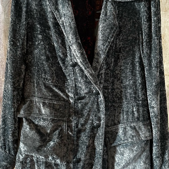 Free People Soho Crushed Velvet Duster Trench Jacket - Picture 5 of 11